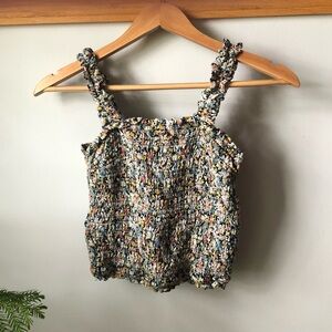 Abercrombie & Fitch Floral Smocked Cropped Tank